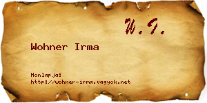 Wohner Irma névjegykártya